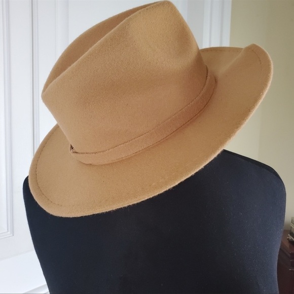 Gorgeous Fedora tan Camel felt hat WITH RED under brim TRIM - Picture 5 of 7